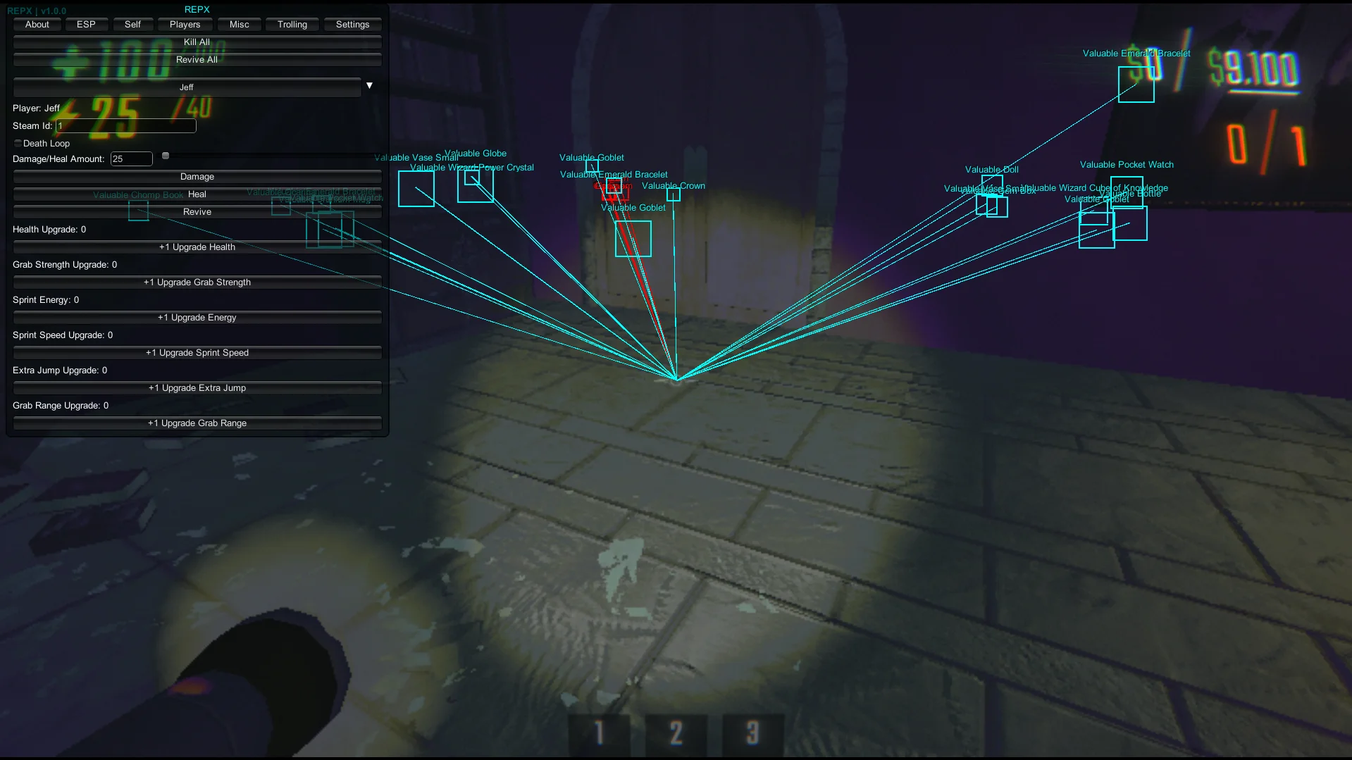 Скачать бесплатный чит на R.E.P.O — REPX [ESP, Teleport, Troll]