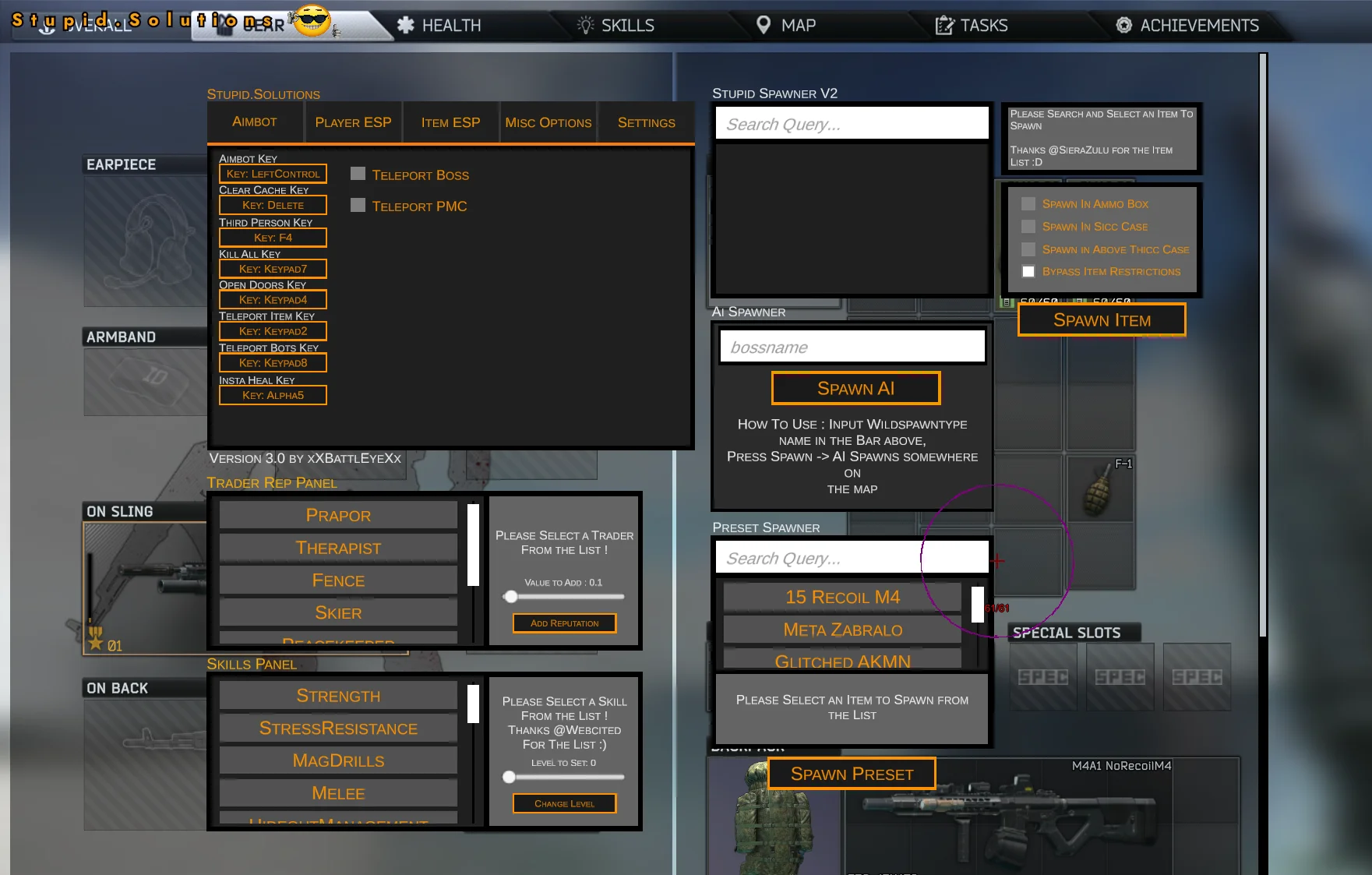 Меню бесплатного чита на Escape from Tarkov #3