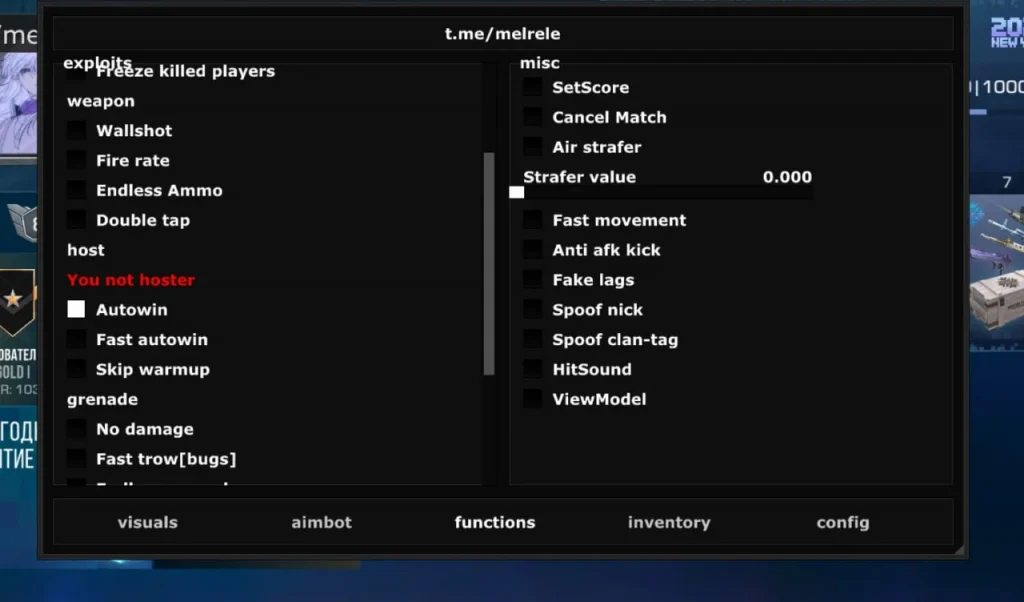 Функционал чита без рут прав на Стандофф для эмуляторов - Melodium