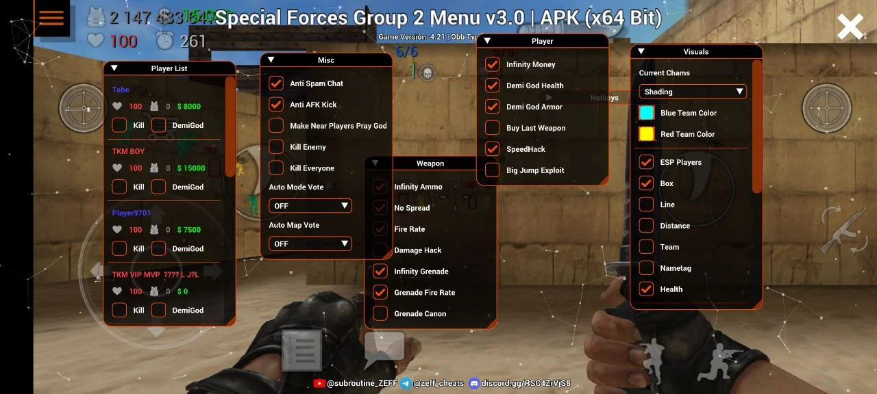 Чит Мод Меню на Special Forces Group 2