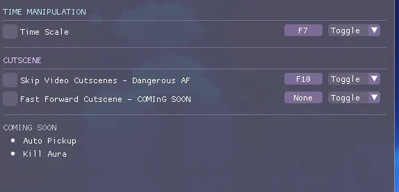 Меню чита на Genshin Impact - Шимми