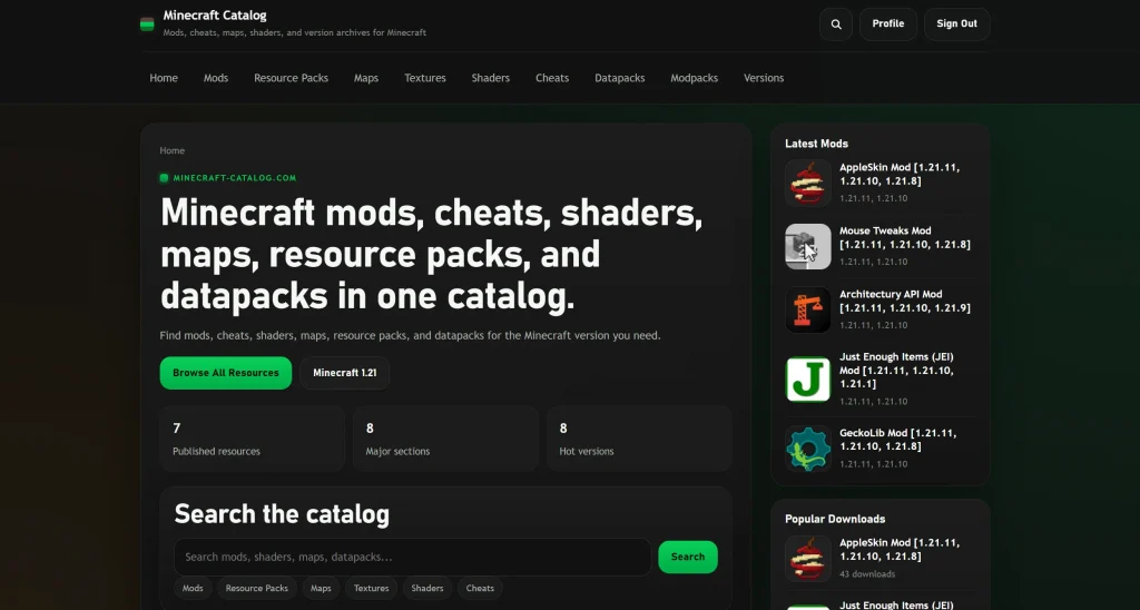 Minecraft-Catalog - лучший каталог модов и читов
