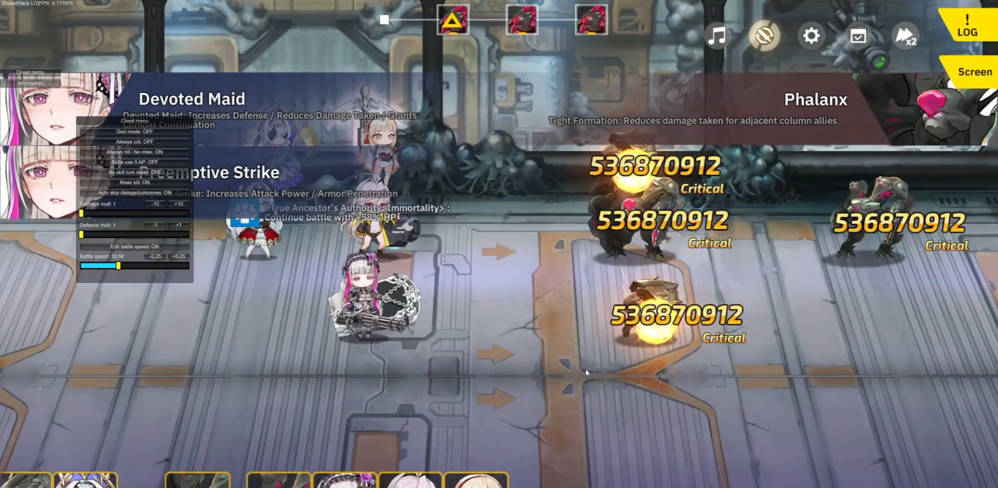 Last Origin R+ HACK: Godmode, Masskill, Battle speed and more