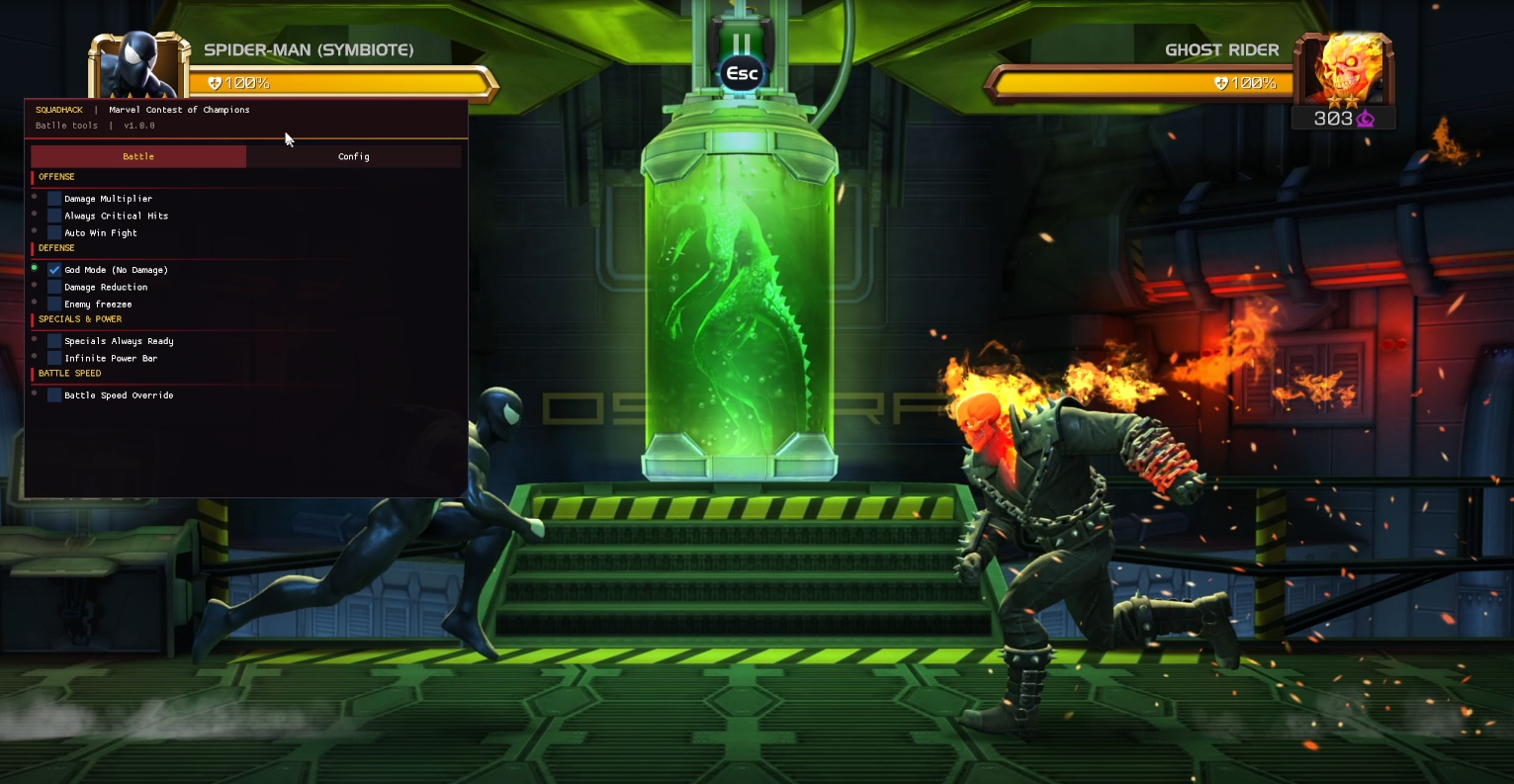 Чит на Marvel Contest of Champions: Бессмертие, множитель дамага, Автопобеда